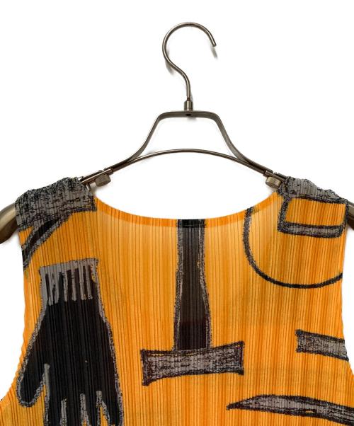 PLEATS PLEASE（プリーツプリーズ）PLEATS PLEASE (プリーツプリーズ) 総柄ワンピース オレンジ サイズ:3の古着・服飾アイテム