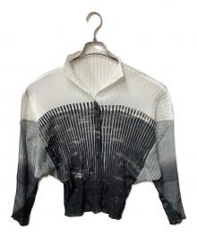 ISSEY MIYAKE（イッセイミヤケ）の古着「バイカラープリーツブラウス」｜ブラック×ホワイト