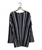 PLEATS PLEASEプリーツプリーズ）の古着「プリーツカットソー」｜ネイビー×ブラック