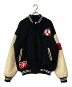NIKEナイキ）の古着「AIR JORDAN VARSITY JACKET」｜ブラック×ベージュ