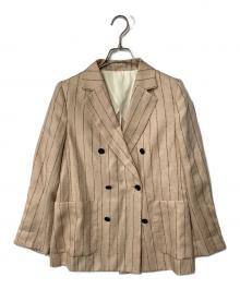 MACPHEE（マカフィー）の古着「ダブルカバーリネン ダブルブレストジャケット」｜ベージュ