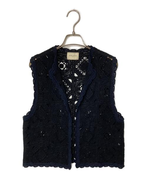UNITED ARROWS（ユナイテッドアローズ）UNITED ARROWS (ユナイテッドアローズ) クロッシー エンブロイダリー ニットベスト ブラック×ネイビー サイズ:FREEの古着・服飾アイテム