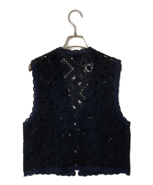 UNITED ARROWS（ユナイテッドアローズ）UNITED ARROWS (ユナイテッドアローズ) クロッシー エンブロイダリー ニットベスト ブラック×ネイビー サイズ:FREEの古着・服飾アイテム