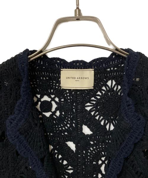 UNITED ARROWS（ユナイテッドアローズ）UNITED ARROWS (ユナイテッドアローズ) クロッシー エンブロイダリー ニットベスト ブラック×ネイビー サイズ:FREEの古着・服飾アイテム
