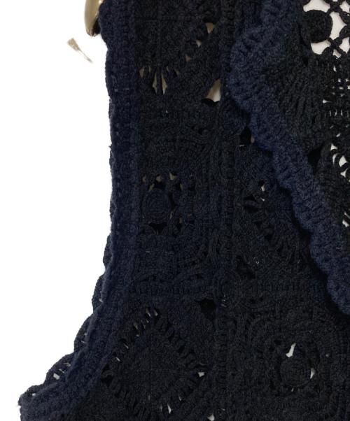UNITED ARROWS（ユナイテッドアローズ）UNITED ARROWS (ユナイテッドアローズ) クロッシー エンブロイダリー ニットベスト ブラック×ネイビー サイズ:FREEの古着・服飾アイテム