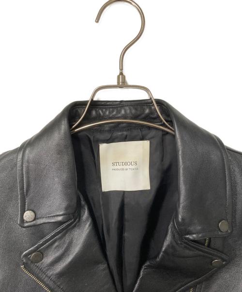 STUDIOUS（ステュディオス）STUDIOUS (ステュディオス) ラムレザーダブルライダースジャケット ブラック サイズ:1の古着・服飾アイテム
