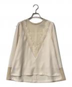LOKITHOロキト）の古着「Laced v neck top」｜ベージュ