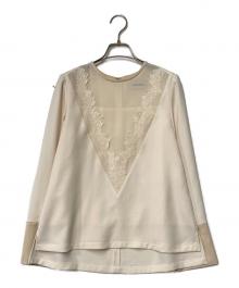 LOKITHO（ロキト）の古着「Laced v neck top」｜ベージュ