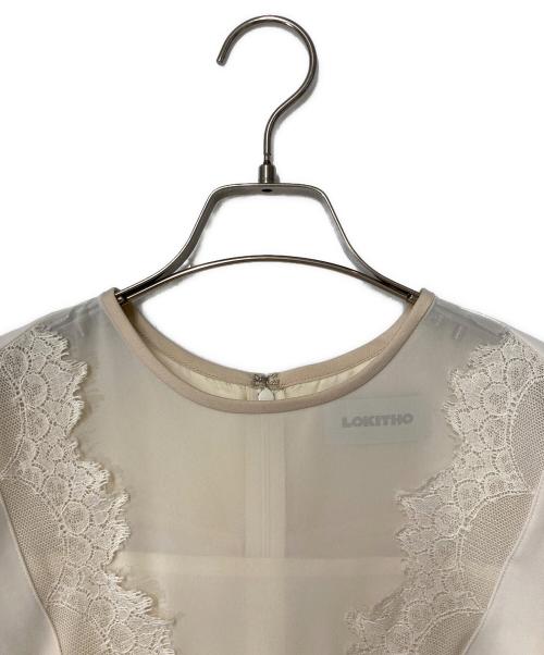 LOKITHO（ロキト）LOKITHO (ロキト) Laced v neck top ベージュ サイズ:1の古着・服飾アイテム
