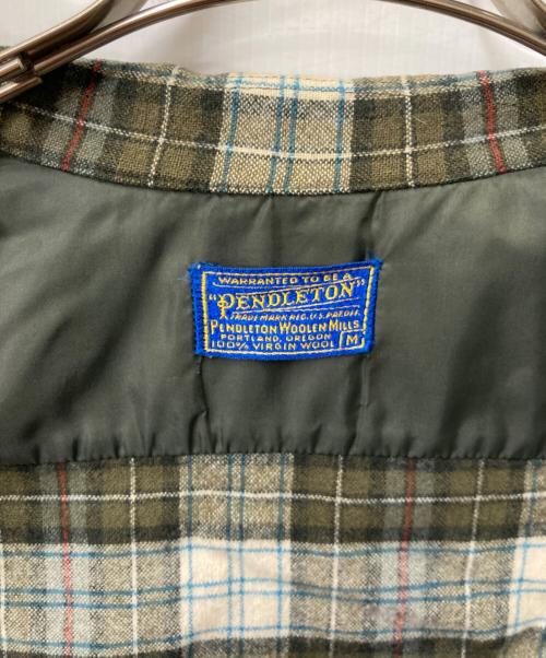 PENDLETON（ペンドルトン）PENDLETON (ペンドルトン) 60’s ウールチェックシャツ ベージュ×オリーブ サイズ:Ｍの古着・服飾アイテム