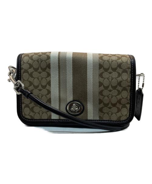 COACH（コーチ）COACH (コーチ) シグネチャーショルダーバッグ ブラウン×ベージュの古着・服飾アイテム