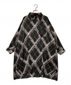 Y's for livingワイズフォーリビング）の古着「総柄シャツワンピース」｜ブラック