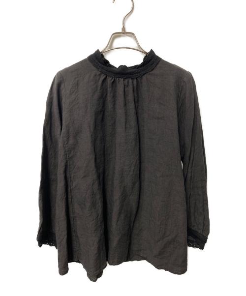 nest Robe（ネストローブ）nest Robe (ネストローブ) フリルカラー リネンブラウス グレー サイズ:Freeの古着・服飾アイテム
