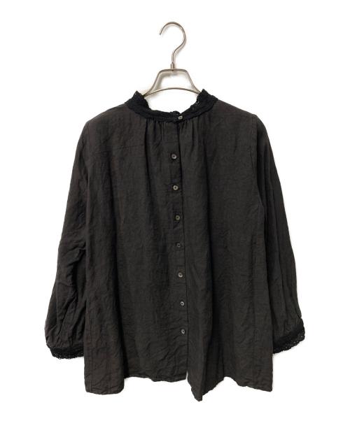 nest Robe（ネストローブ）nest Robe (ネストローブ) フリルカラー リネンブラウス グレー サイズ:Freeの古着・服飾アイテム