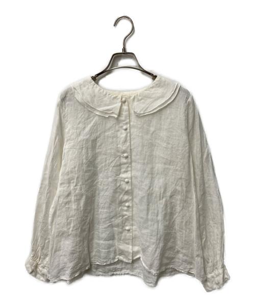 nest Robe（ネストローブ）nest Robe (ネストローブ) 襟付リネンブラウス ホワイト サイズ:Freeの古着・服飾アイテム