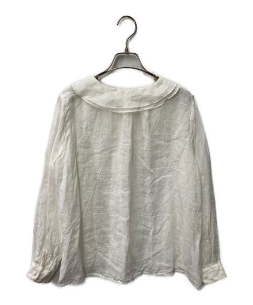 nest Robe（ネストローブ）nest Robe (ネストローブ) 襟付リネンブラウス ホワイト サイズ:Freeの古着・服飾アイテム