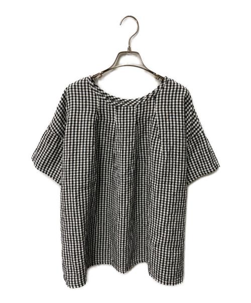 nest Robe（ネストローブ）nest Robe (ネストローブ) リネンチェックブラウス ブラック×ホワイト サイズ:Freeの古着・服飾アイテム