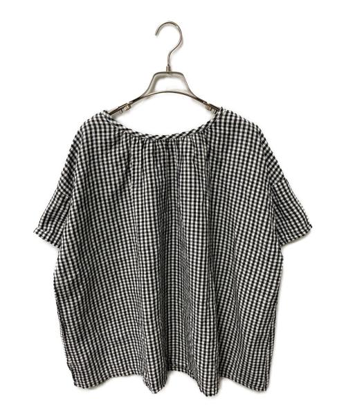nest Robe（ネストローブ）nest Robe (ネストローブ) リネンチェックブラウス ブラック×ホワイト サイズ:Freeの古着・服飾アイテム