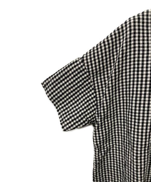 nest Robe（ネストローブ）nest Robe (ネストローブ) リネンチェックブラウス ブラック×ホワイト サイズ:Freeの古着・服飾アイテム