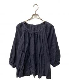 nest Robe（ネストローブ）の古着「リネンギャザーブラウス」｜ネイビー