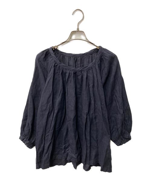 nest Robe（ネストローブ）nest Robe (ネストローブ) リネンギャザーブラウス ネイビー サイズ:FREEの古着・服飾アイテム