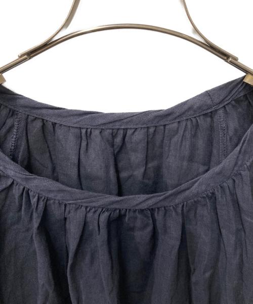 nest Robe（ネストローブ）nest Robe (ネストローブ) リネンギャザーブラウス ネイビー サイズ:FREEの古着・服飾アイテム