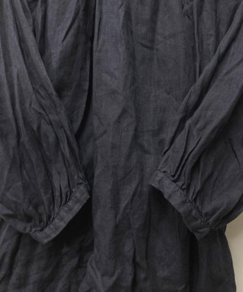 nest Robe（ネストローブ）nest Robe (ネストローブ) リネンギャザーブラウス ネイビー サイズ:FREEの古着・服飾アイテム