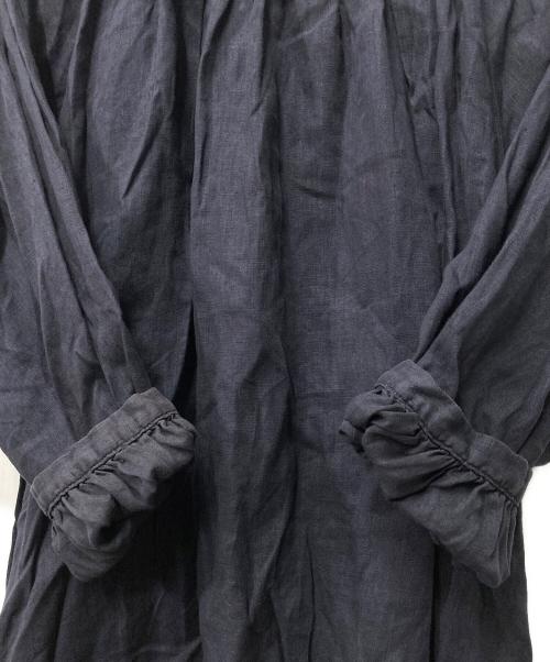 nest Robe（ネストローブ）nest Robe (ネストローブ) リネンギャザーブラウス ネイビー サイズ:FREEの古着・服飾アイテム