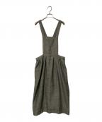 fog linen workフォグリネンワーク）の古着「エプロンワンピース」｜グレー