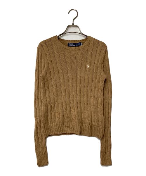 POLO RALPH LAUREN（ポロ・ラルフローレン）POLO RALPH LAUREN (ポロ・ラルフローレン) ポニー刺繍ケーブルニット ブラウン サイズ:XSの古着・服飾アイテム
