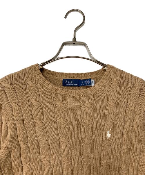 POLO RALPH LAUREN（ポロ・ラルフローレン）POLO RALPH LAUREN (ポロ・ラルフローレン) ポニー刺繍ケーブルニット ブラウン サイズ:XSの古着・服飾アイテム