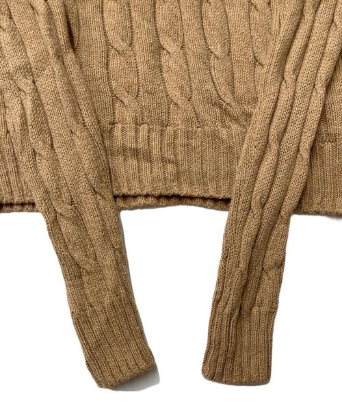 POLO RALPH LAUREN（ポロ・ラルフローレン）POLO RALPH LAUREN (ポロ・ラルフローレン) ポニー刺繍ケーブルニット ブラウン サイズ:XSの古着・服飾アイテム