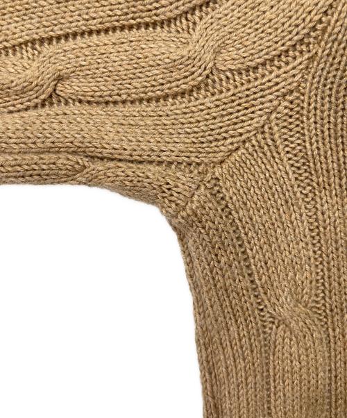 POLO RALPH LAUREN（ポロ・ラルフローレン）POLO RALPH LAUREN (ポロ・ラルフローレン) ポニー刺繍ケーブルニット ブラウン サイズ:XSの古着・服飾アイテム