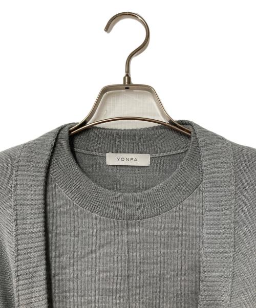 YONFA（ヨンファ）YONFA (ヨンファ) レイヤードニットカーディガン グレー サイズ:Freeの古着・服飾アイテム