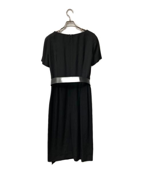 Christian Dior（クリスチャン ディオール）Christian Dior (クリスチャン ディオール) ベルト付 アシンメトリー ワンピース ブラック サイズ:38の古着・服飾アイテム