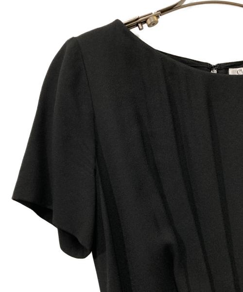 Christian Dior（クリスチャン ディオール）Christian Dior (クリスチャン ディオール) ベルト付 アシンメトリー ワンピース ブラック サイズ:38の古着・服飾アイテム