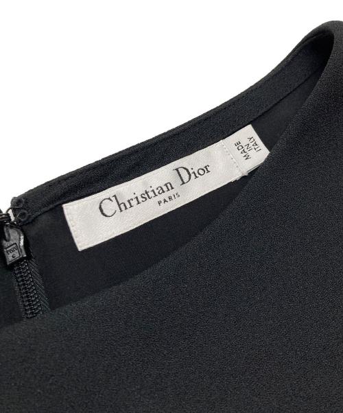 Christian Dior（クリスチャン ディオール）Christian Dior (クリスチャン ディオール) ベルト付 アシンメトリー ワンピース ブラック サイズ:38の古着・服飾アイテム