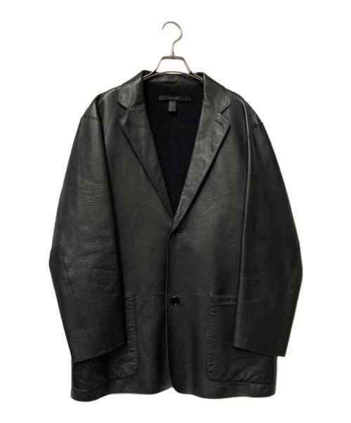 DKNY（ダナキャランニューヨーク）DKNY (ダナキャランニューヨーク) レザーテーラードジャケット ブラック サイズ:Lの古着・服飾アイテム