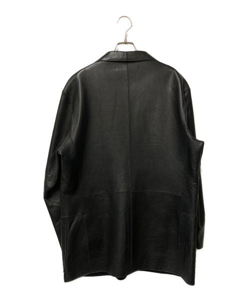 DKNY（ダナキャランニューヨーク）DKNY (ダナキャランニューヨーク) レザーテーラードジャケット ブラック サイズ:Lの古着・服飾アイテム
