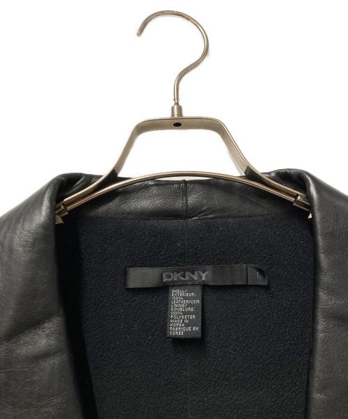 DKNY（ダナキャランニューヨーク）DKNY (ダナキャランニューヨーク) レザーテーラードジャケット ブラック サイズ:Lの古着・服飾アイテム
