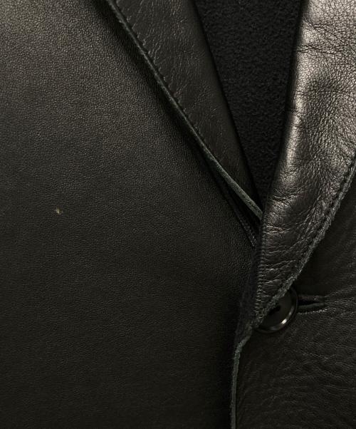 DKNY（ダナキャランニューヨーク）DKNY (ダナキャランニューヨーク) レザーテーラードジャケット ブラック サイズ:Lの古着・服飾アイテム