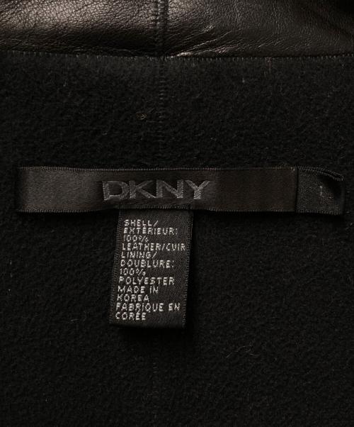 DKNY（ダナキャランニューヨーク）DKNY (ダナキャランニューヨーク) レザーテーラードジャケット ブラック サイズ:Lの古着・服飾アイテム
