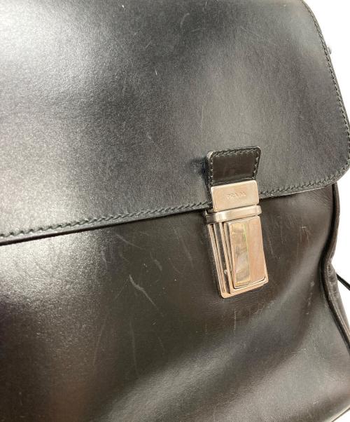 PRADA（プラダ）PRADA (プラダ) オールレザー ドクターズバッグ ブラックの古着・服飾アイテム