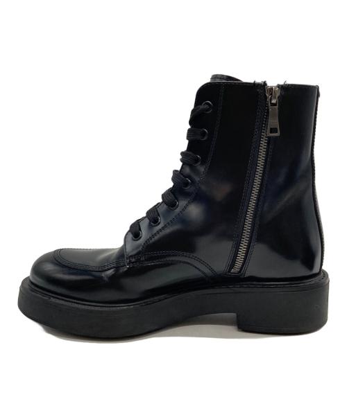 PRADA（プラダ）PRADA (プラダ) 三角プレートサイドジップブーツ ブラック サイズ:37 1/2の古着・服飾アイテム