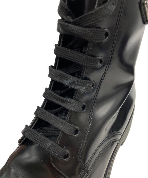 PRADA（プラダ）PRADA (プラダ) 三角プレートサイドジップブーツ ブラック サイズ:37 1/2の古着・服飾アイテム