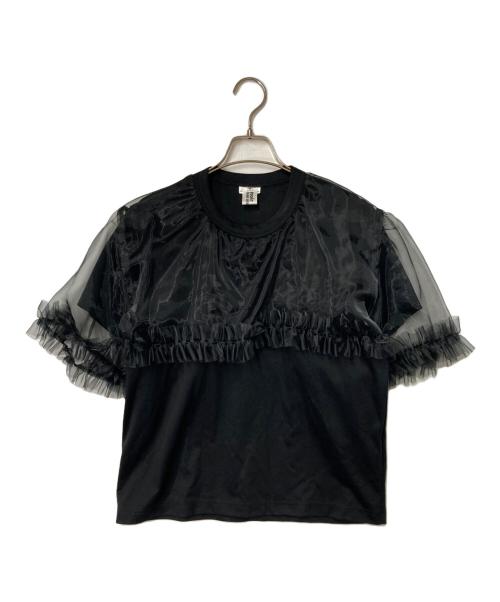 noir kei ninomiya（ノワール ケイ ニノミヤ）noir kei ninomiya (ノワール ケイ ニノミヤ) チュールドッキングTシャツ ブラック サイズ:Mの古着・服飾アイテム