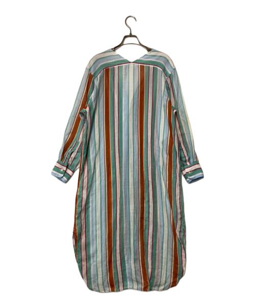 MACPHEE（マカフィー）MACPHEE (マカフィー) ラミー ベルテッドシャツワンピース ブルー×ブラウン サイズ:36の古着・服飾アイテム