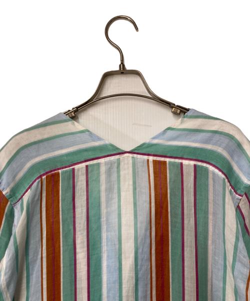 MACPHEE（マカフィー）MACPHEE (マカフィー) ラミー ベルテッドシャツワンピース ブルー×ブラウン サイズ:36の古着・服飾アイテム