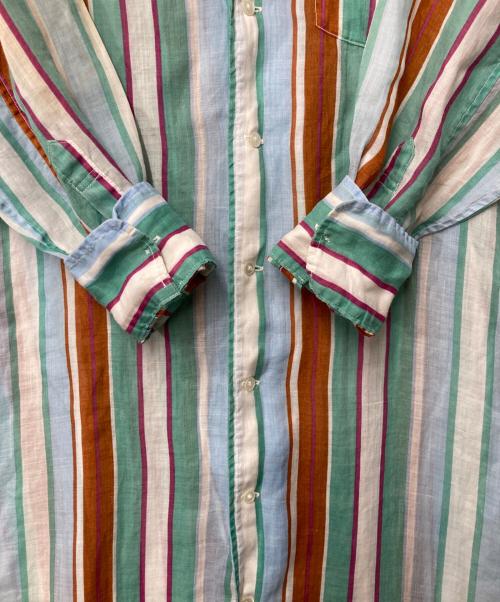 MACPHEE（マカフィー）MACPHEE (マカフィー) ラミー ベルテッドシャツワンピース ブルー×ブラウン サイズ:36の古着・服飾アイテム
