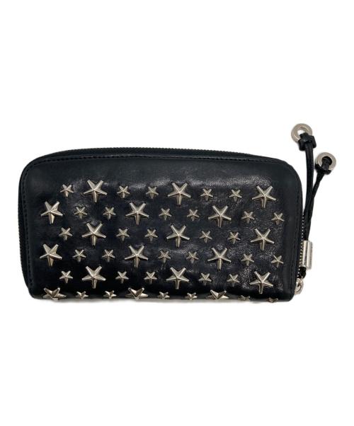 JIMMY CHOO（ジミーチュウ）JIMMY CHOO (ジミーチュウ) スタースタッズロングウォレット ブラックの古着・服飾アイテム
